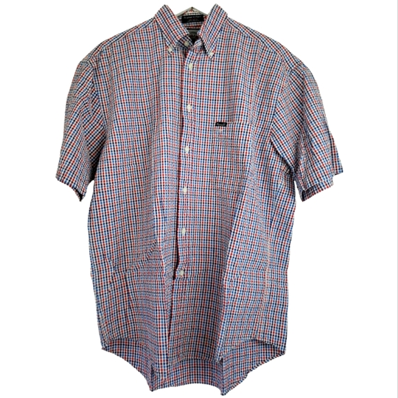 Faconnable Other - Facconable Men's Button Front Shirt Size Medium in White/Blue/Red Seersuker